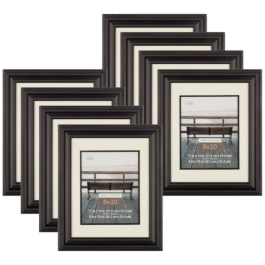 8 Pack: Black Rope 8&#x22; x 10&#x22; Frame with Mat, Home Collection by Studio D&#xE9;cor&#xAE;